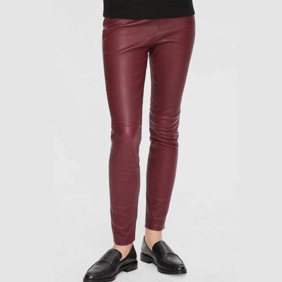 Theory Adbelle oxblood leather pull on leggings
